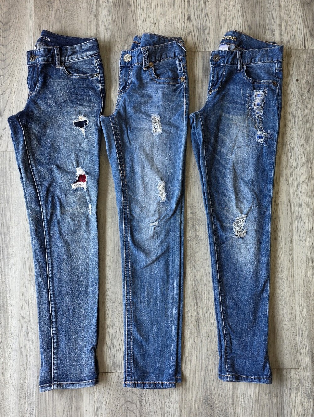 Maurices 3-Pair Distressed Stretch Skinny Jeans Bundle Size 3/4